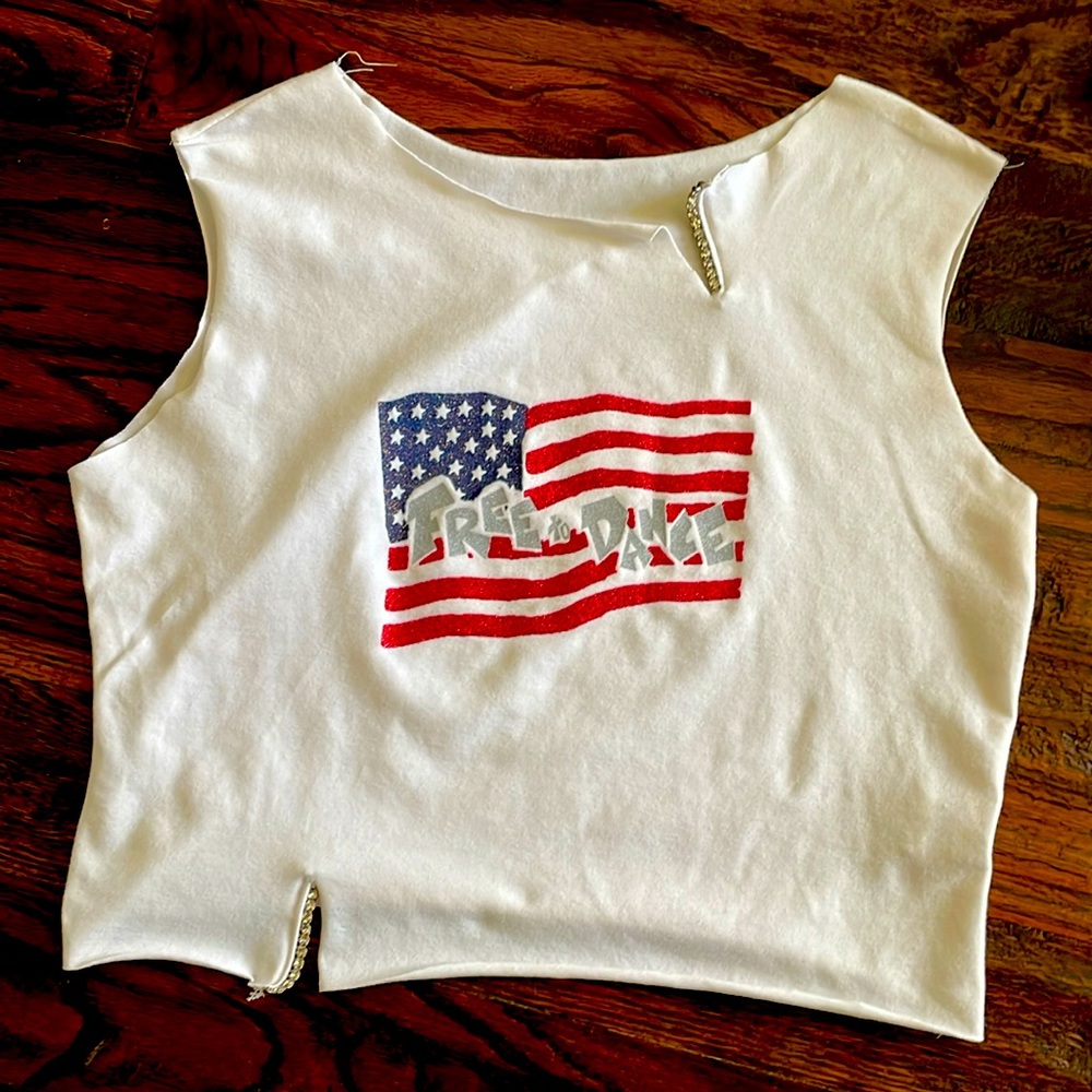 Step In Time Free to Dance Patriotic Flag Crop Top